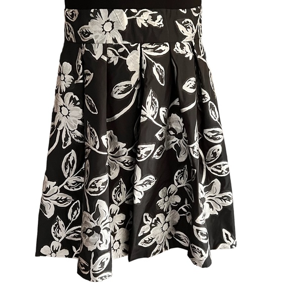 Lauren RL Size 14 Sleeveless Dress Black w Floral Brocade A-Line POCKETS V-Back - Picture 5 of 14